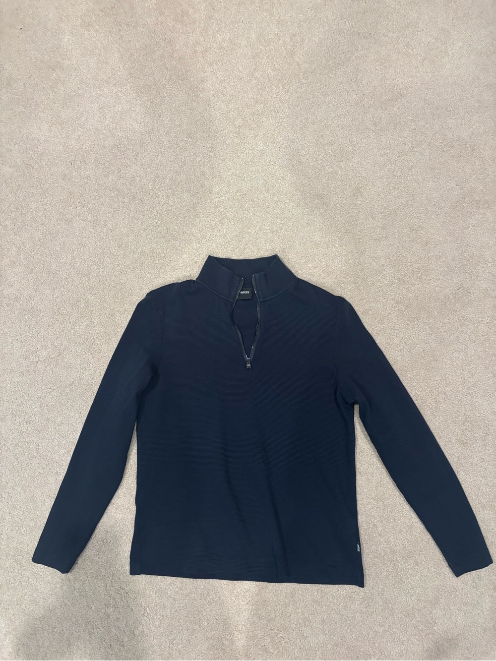 Boss Men's Navy 3 quarter Zip-Up Sweater